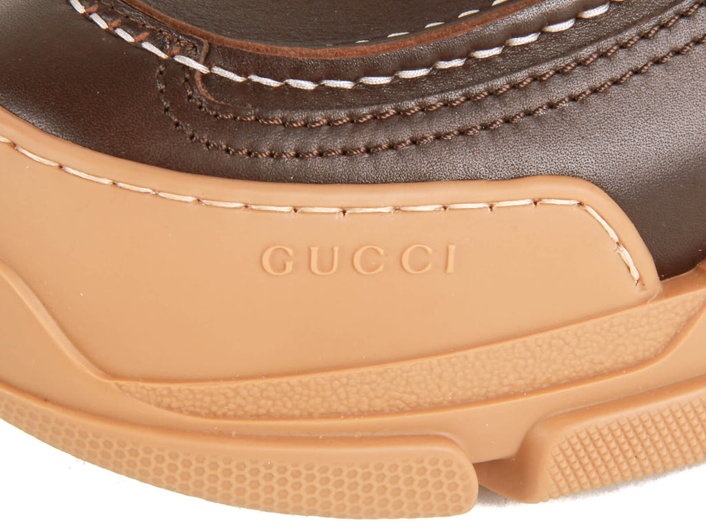 Authentic Gucci Mens flashtrek Sneaker Brown leather