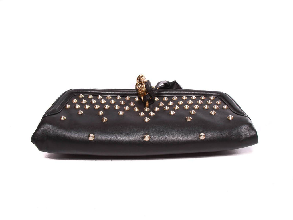 Alexander McQueen black Leather with studs clutch handbag