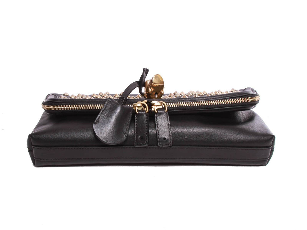 Alexander McQueen black Leather with studs clutch handbag