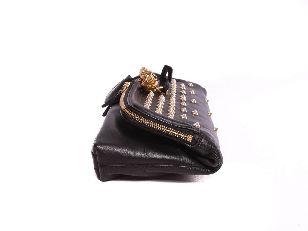 Alexander McQueen black Leather with studs clutch handbag