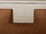 Authentic Gucci Cream Floral Embroidered Leather Medium Sylvie Top Handle Bag