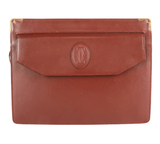 Authentic Must De Cartier Bordeaux leather clutch purse