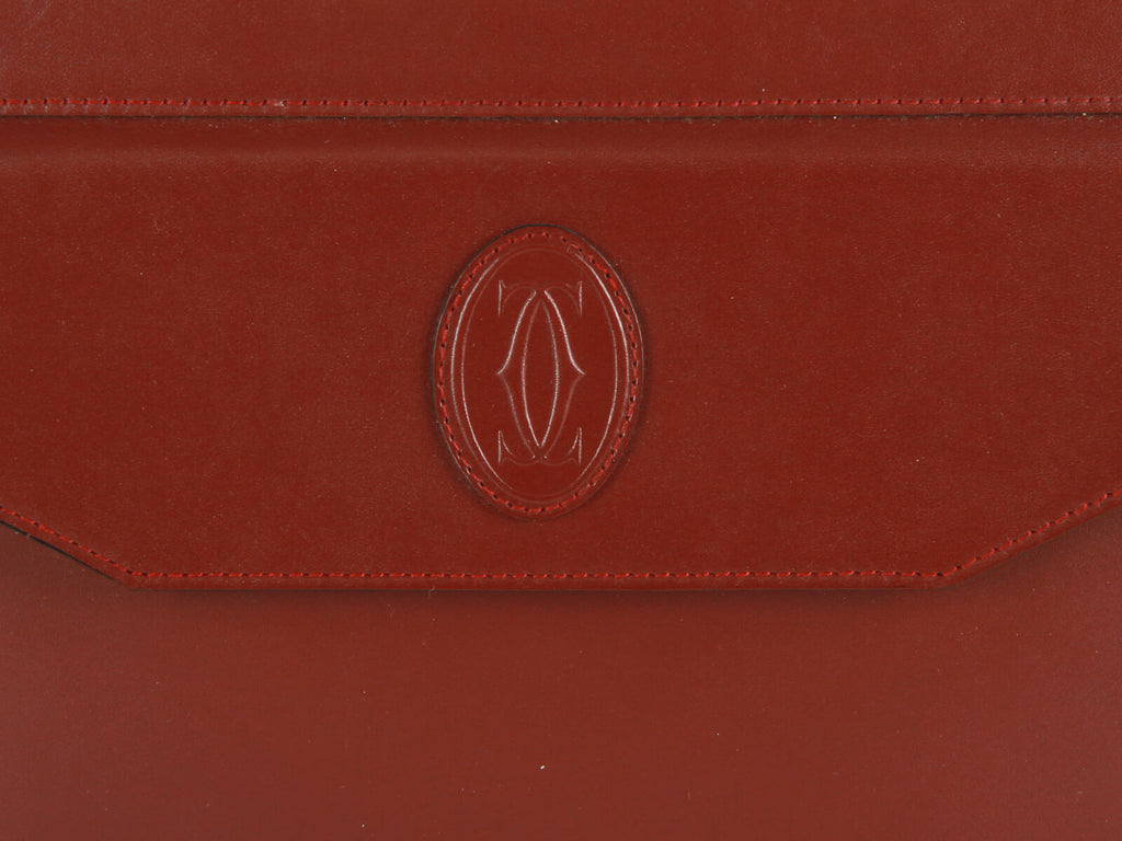 Authentic Must De Cartier Bordeaux leather clutch purse