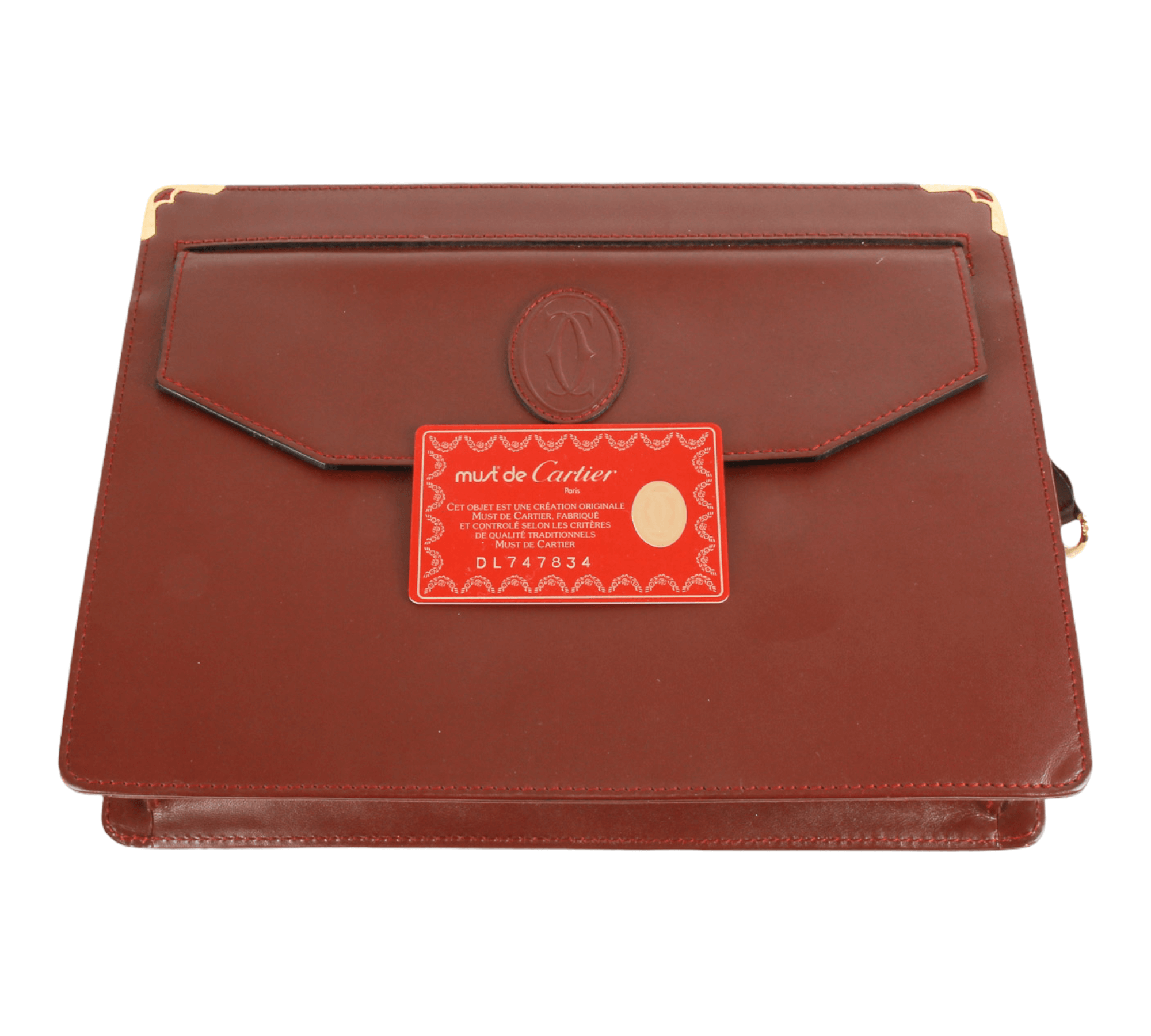 Cartier Leather Must de Round Coin Purse Case Red Bordeaux Men Unused Y1786  | eBay