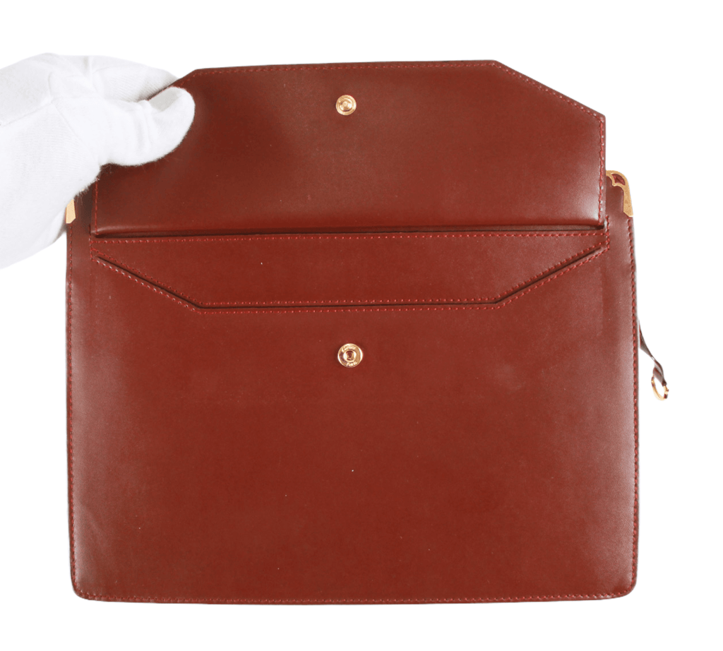 Authentic Must De Cartier Bordeaux leather clutch purse