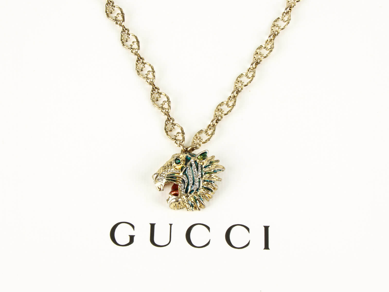 Gucci Enamel Necklace with Gucci Logo