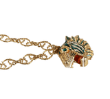 Authentic GUCCI Metal Enamel Roaring Tiger Pendant Necklace Gold