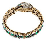 Authentic GUCCI Crystals Snake Bracelet S White Green