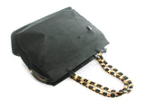 Authentic Salvatore Ferragamo Tiered Black Grosgrain Ribbon/Leather Shoulder Bag