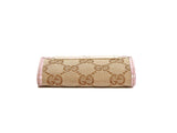 Authentic Gucci monogram canvas pink leather trim key case