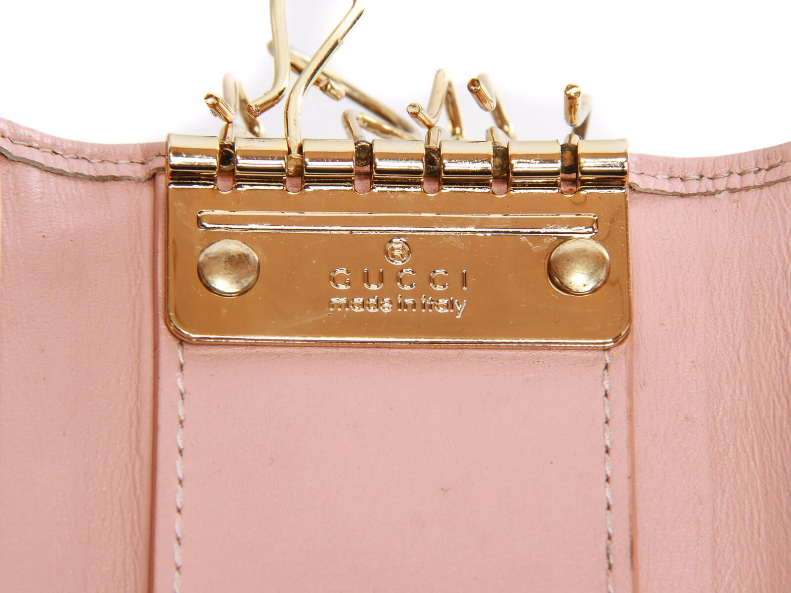 GUCCI key holder 257217 six hooks Heart GG Shima Patent leather pink W –