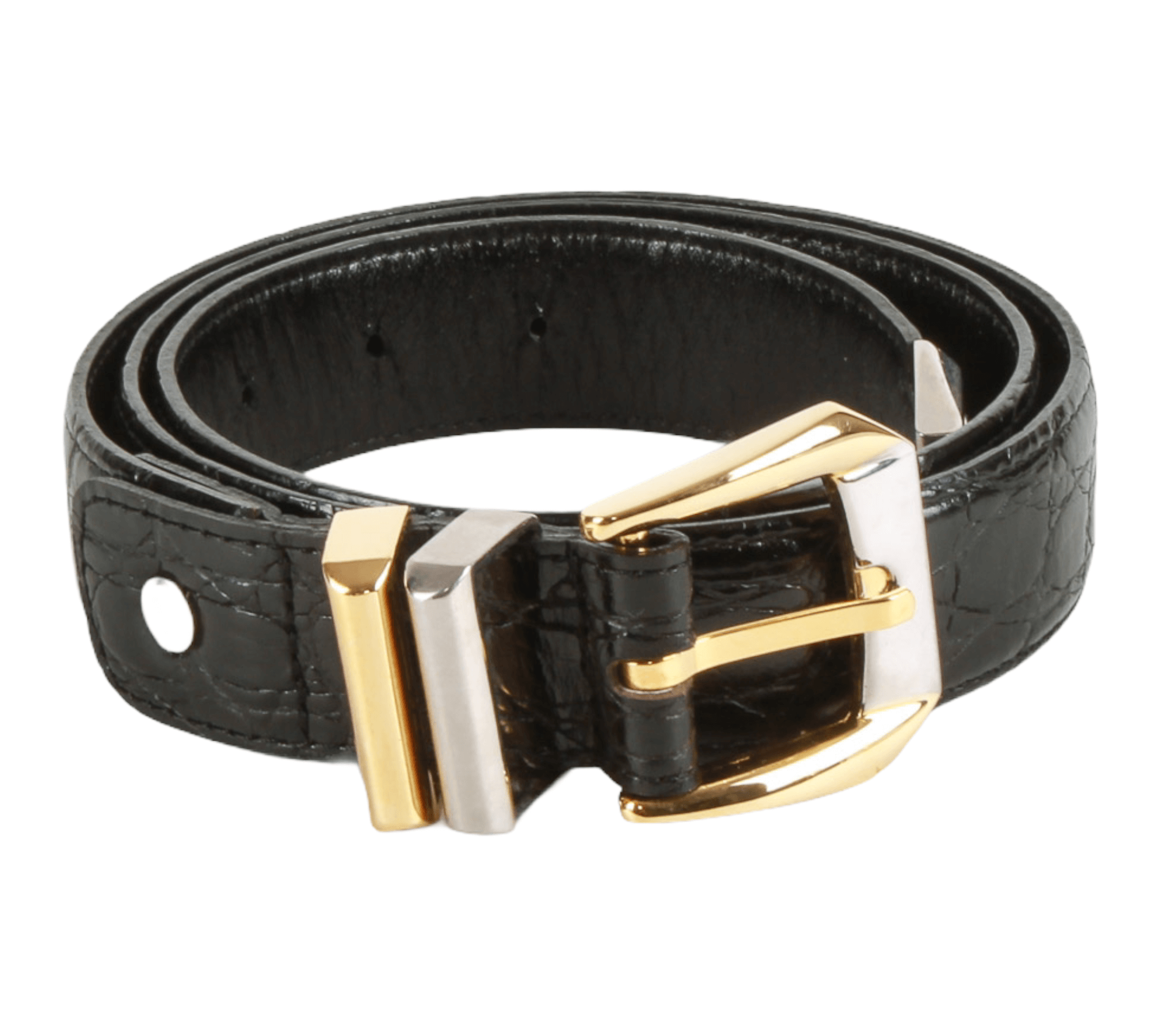 Versace Collection Men's Belt Genuine Leather Square Logo Black Sz