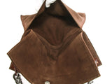 Authentic Gucci Unique Wooden Chain Strap Brown suede leather shoulder bag