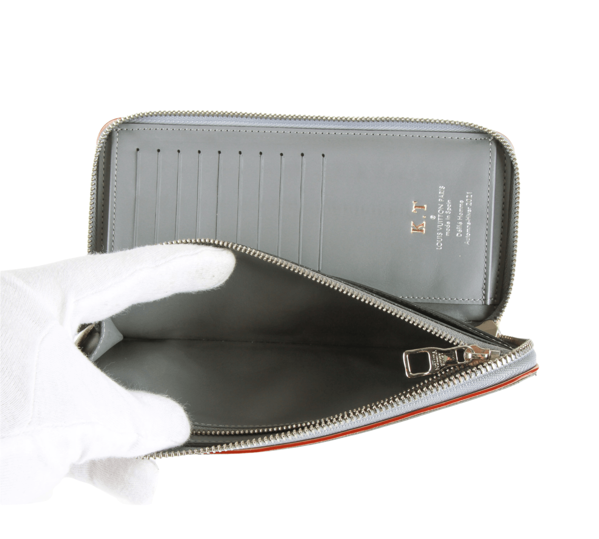 Louis Vuitton Zippy Wallet Vertical Round Purse taigarama M30841 metallic  silver