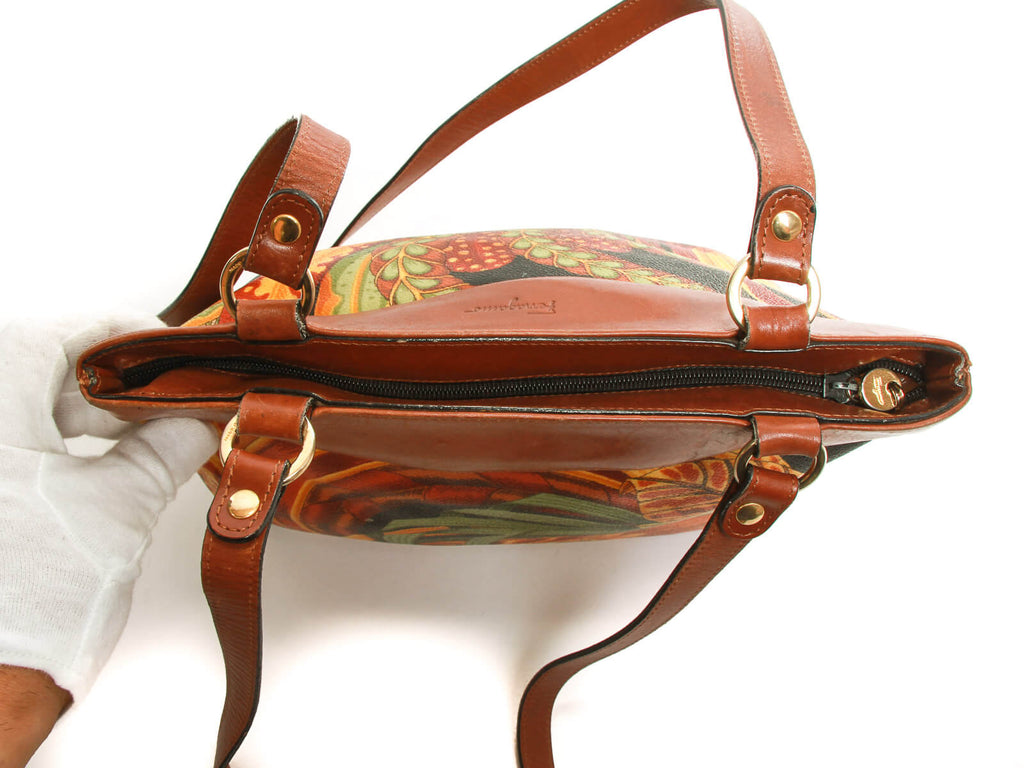 Authentic Salvatore Ferragamo Botanical pattern shoulder bag