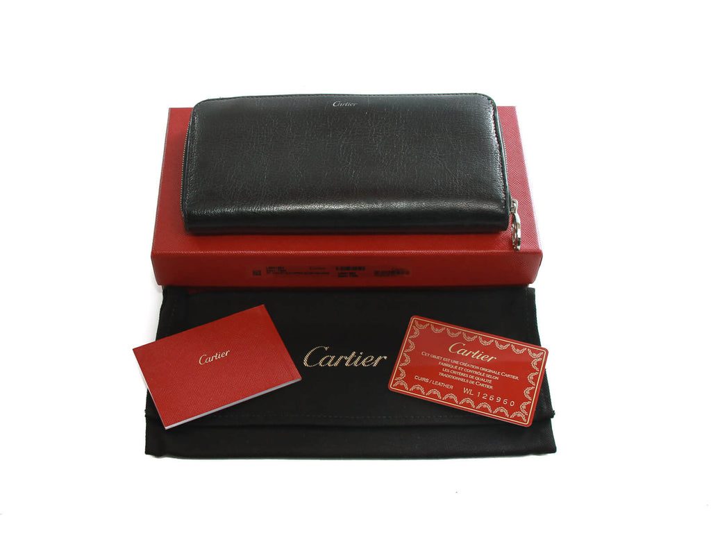 Authentic Must De Cartier black zippy wallet