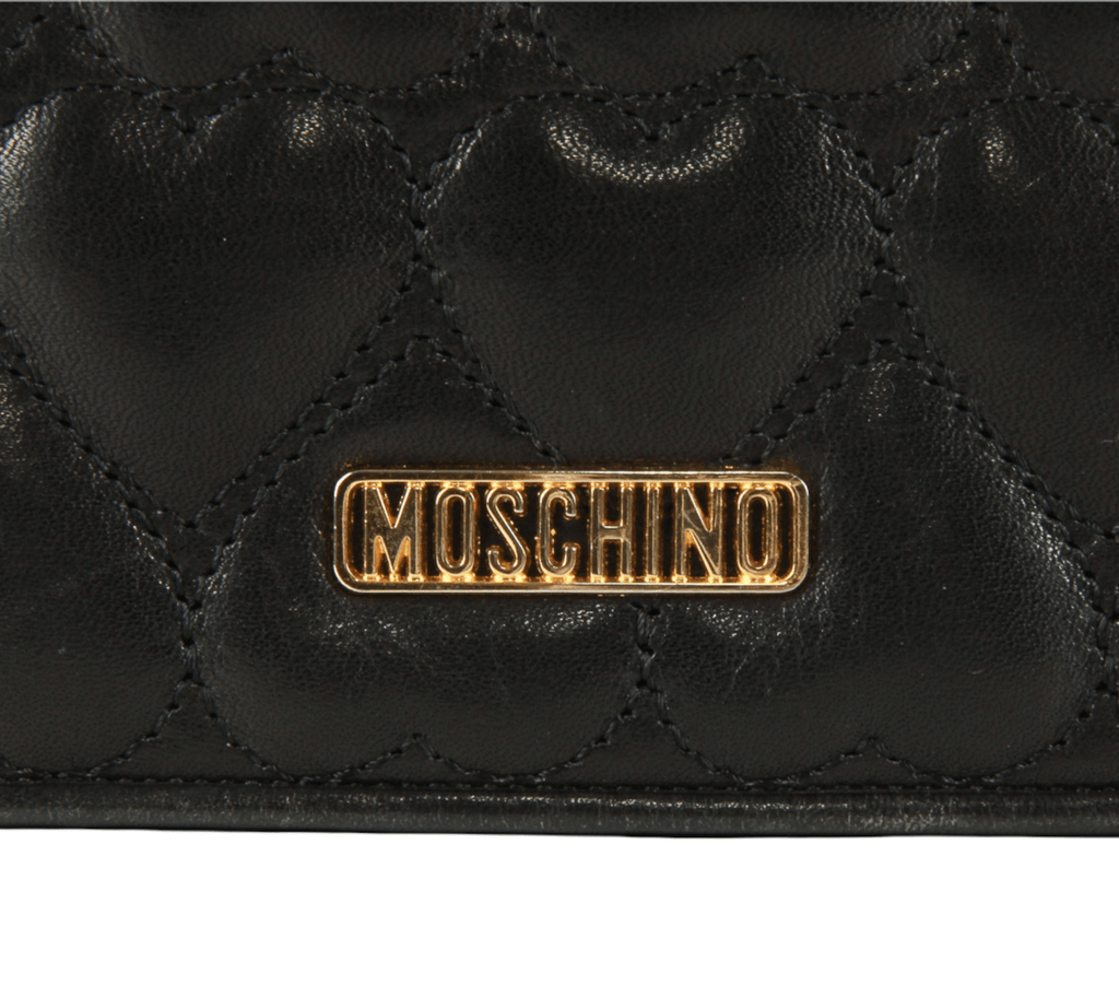 Vintage Moschino heart shape quilted lambskin Gold chain strap purse