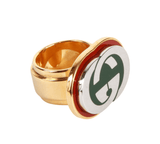 Authentic Gucci Gold Green Red Silver GG signet ring