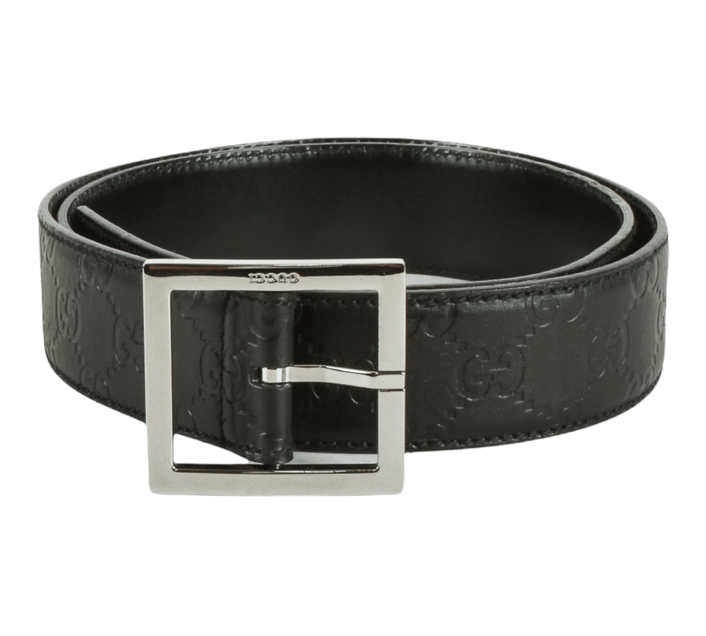 Authentic Gucci Micro Guccissima Belt Black leather