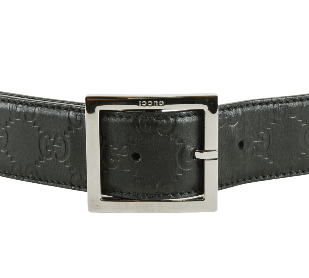 Authentic Gucci Micro Guccissima Belt Black leather