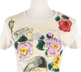 Authentic Christian Dior beige colorful flowers & lady face t-shirt