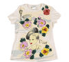 Authentic Christian Dior beige colorful flowers & lady face t-shirt