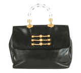 Authentic Gianni Versace Medusa vintage black soft leather handbag