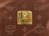 Authentic MCM Logos Pattern Shoulder Tote Bag brown