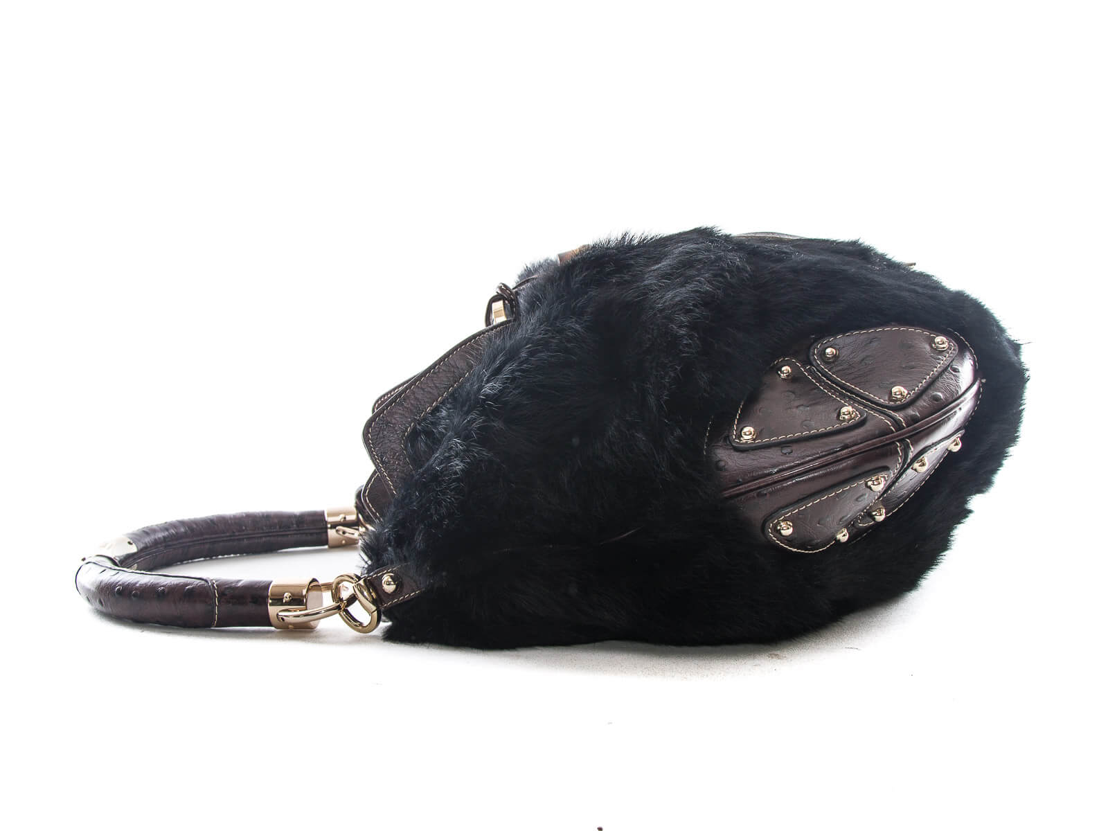 Ostrich Hand bag Black Made in Japan 18663214