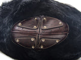 Authentic Gucci Black Fur Brown ostrich leather Indy Hobo bag