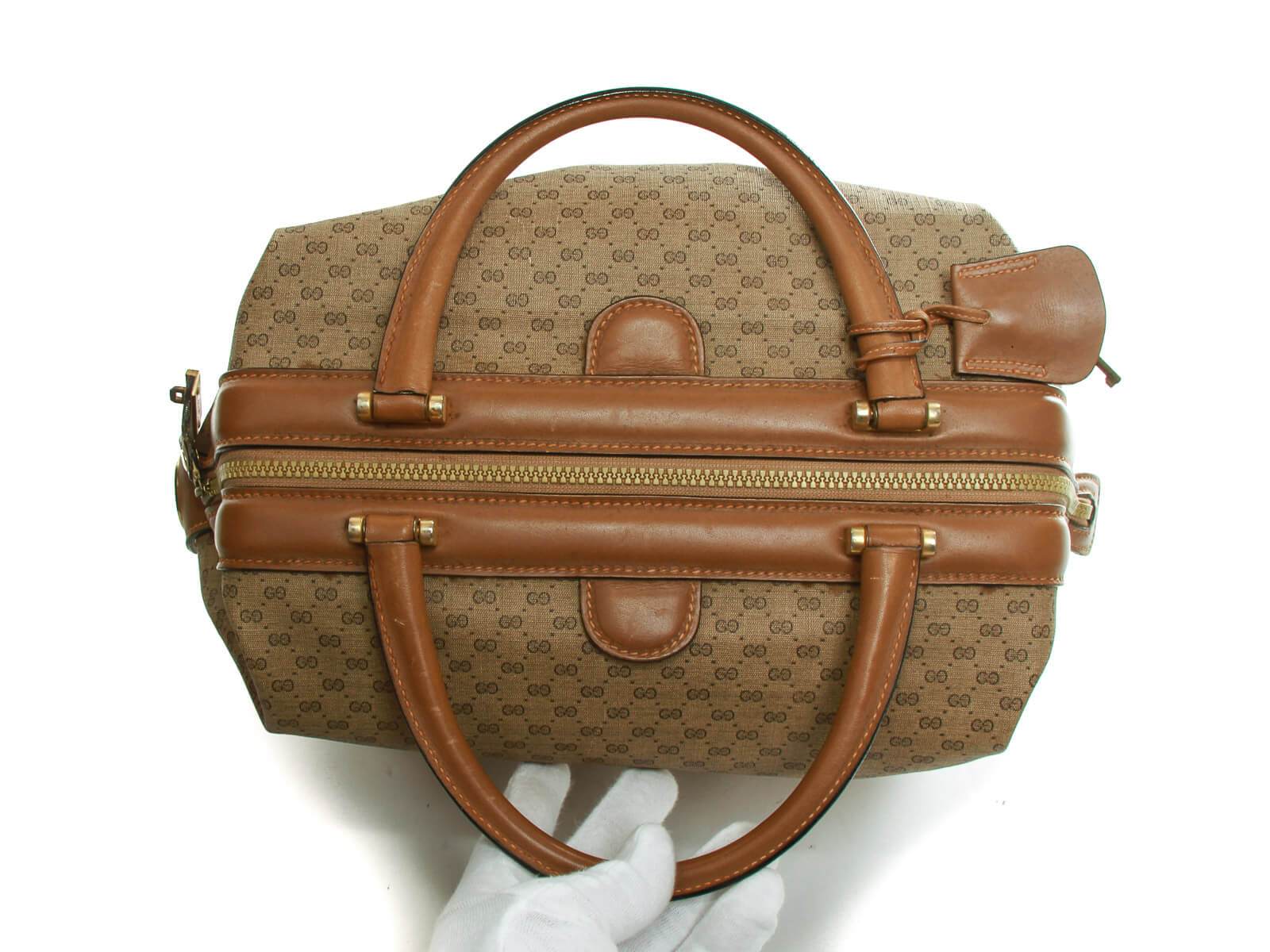 Vintage Old Gucci Doctor Bag Brown Canvas Preowned Condition 