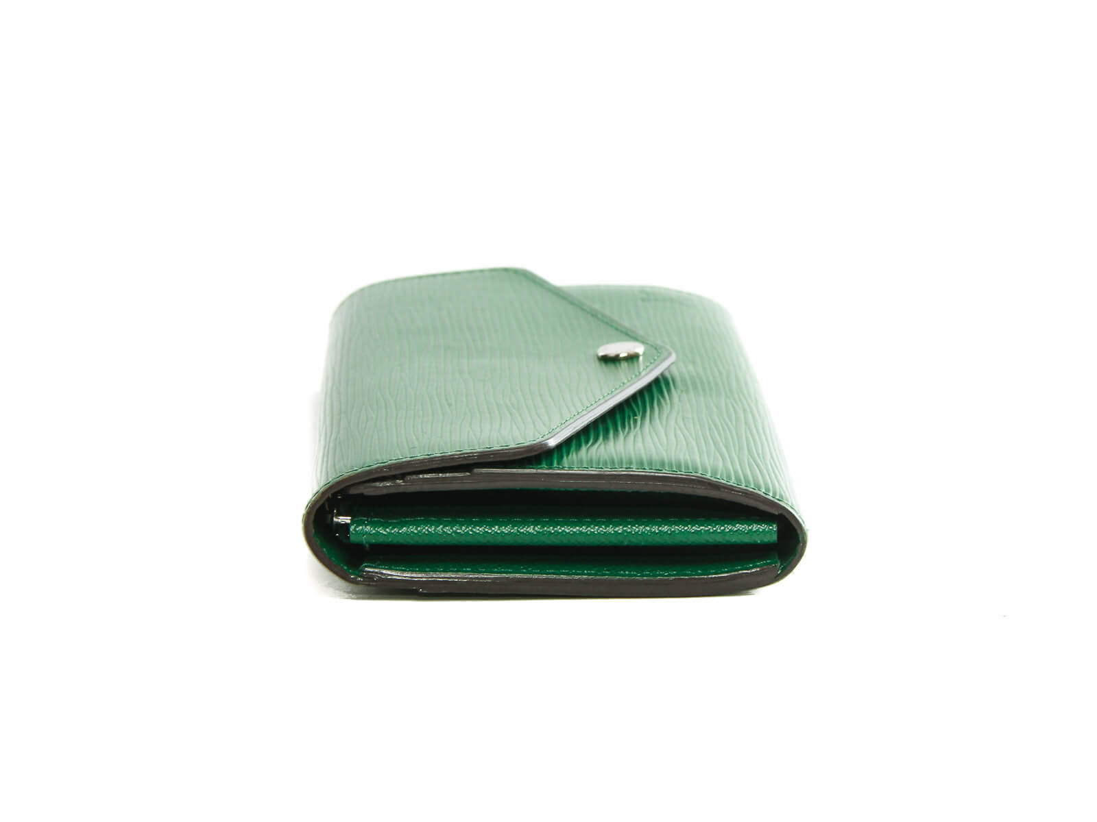 Louis Vuitton Gold Green Distressed Leather Long Cash Envelope Zip