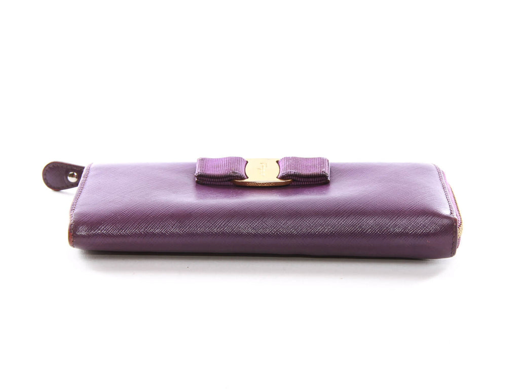 Authentic Salvatore Ferragamo purple Zip-around long wallet