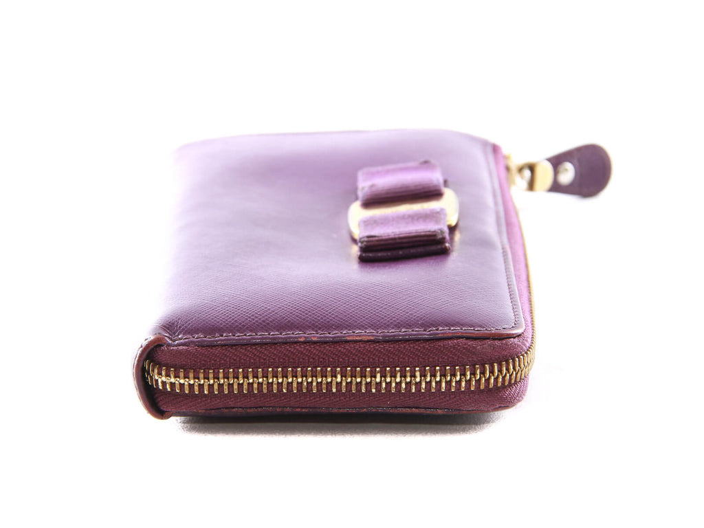 Authentic Salvatore Ferragamo purple Zip-around long wallet