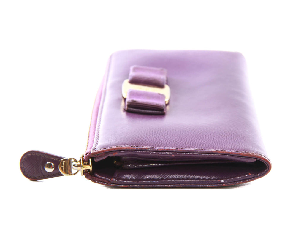 Authentic Salvatore Ferragamo purple Zip-around long wallet