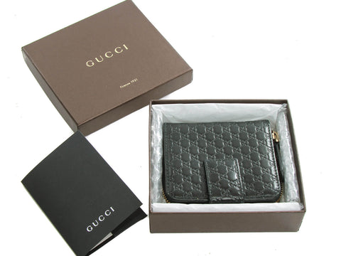 Authentic Gucci Brown 268917 Denim Guccissima GG Logo Zip Around Coin Wallet
