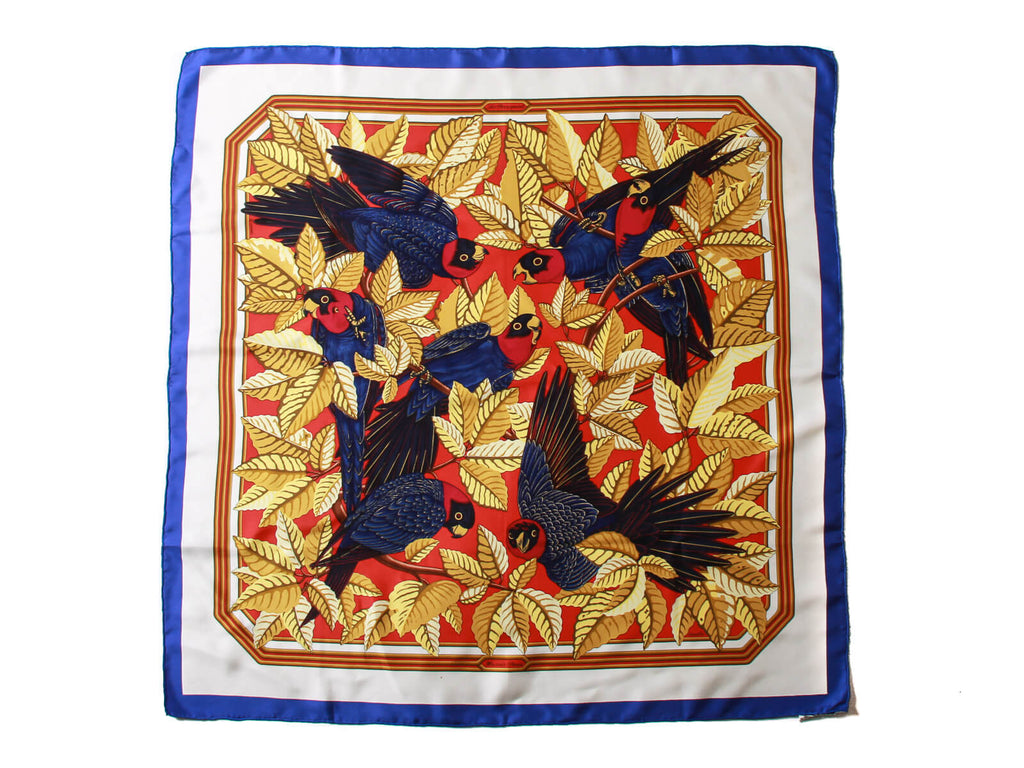 Authentic Hermes Multi-Color Les Perroquets Silk Scarf