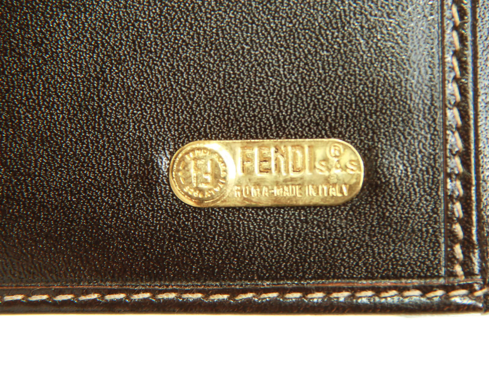 Fendi F is Fendi Continental Chain Wallet Zucca Embossed Leather Brown  1663551