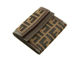 Authentic Fendi Zucca canvas brown leather wallet