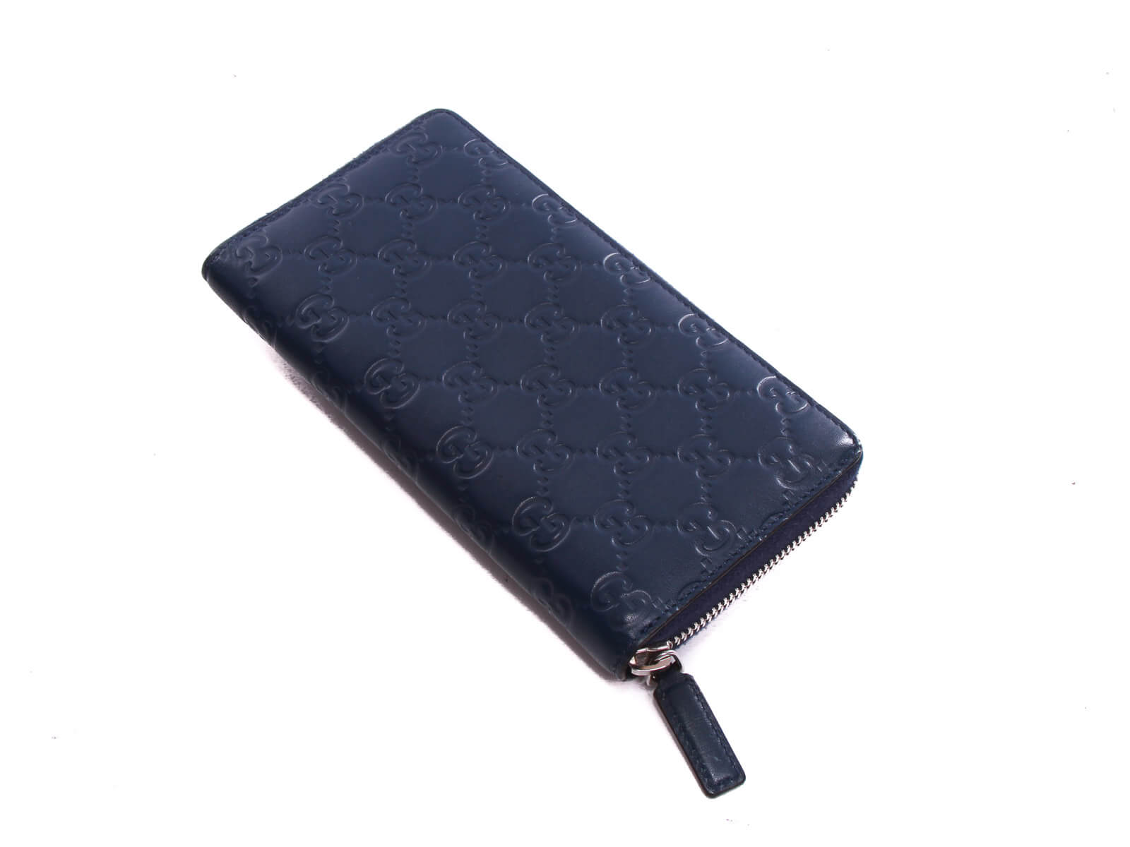 Authentic Gucci Guccissima NY Yankees Zip Around Wallet Blue