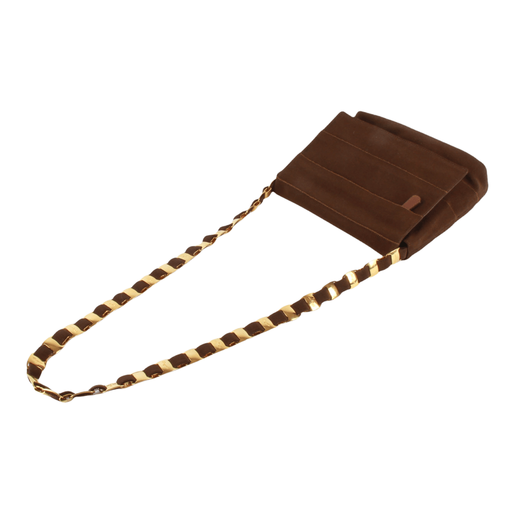 Authentic Salvatore Ferragamo Tiered Brown Grosgrain cross body bag