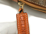 Authentic Celine Brown leather monogram canvas handbag