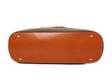 Authentic Celine Brown leather monogram canvas handbag