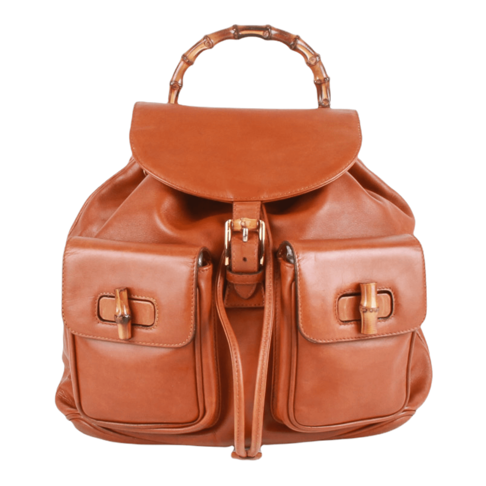 Bamboo tassel oval leather backpack Gucci Brown in Leather - 31409073