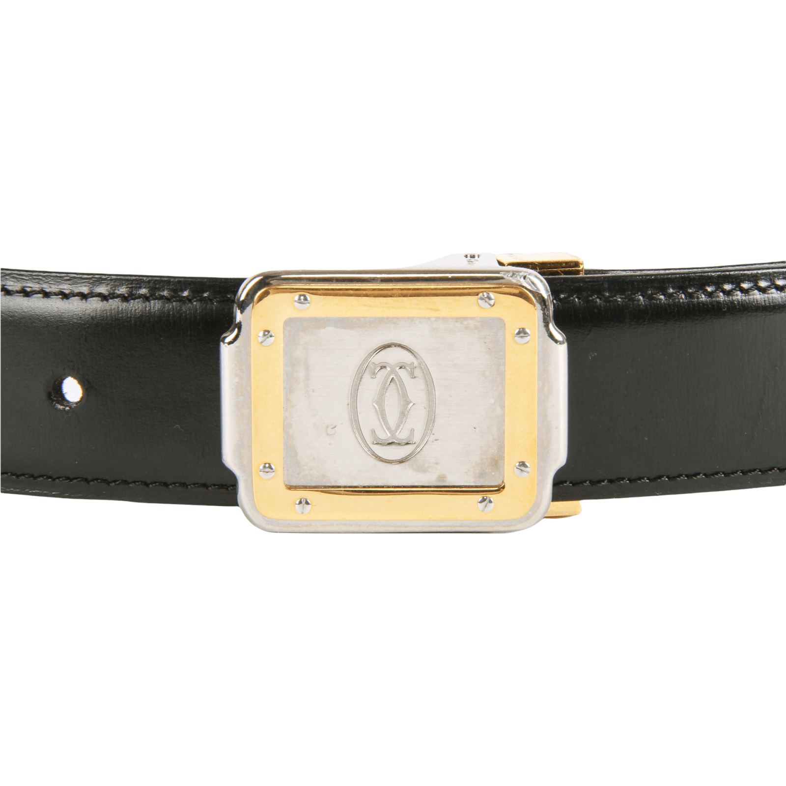 Authentic Cartier smooth Black leather Ladies Belt