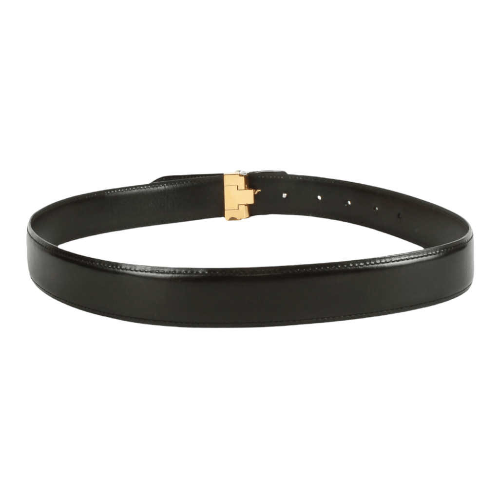 Authentic Cartier smooth Black leather Ladies Belt