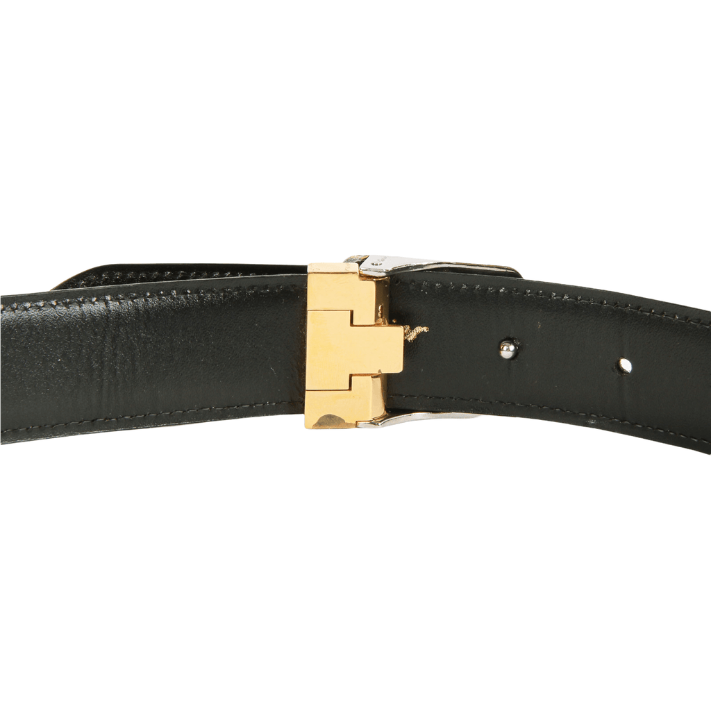 Authentic Cartier smooth Black leather Ladies Belt