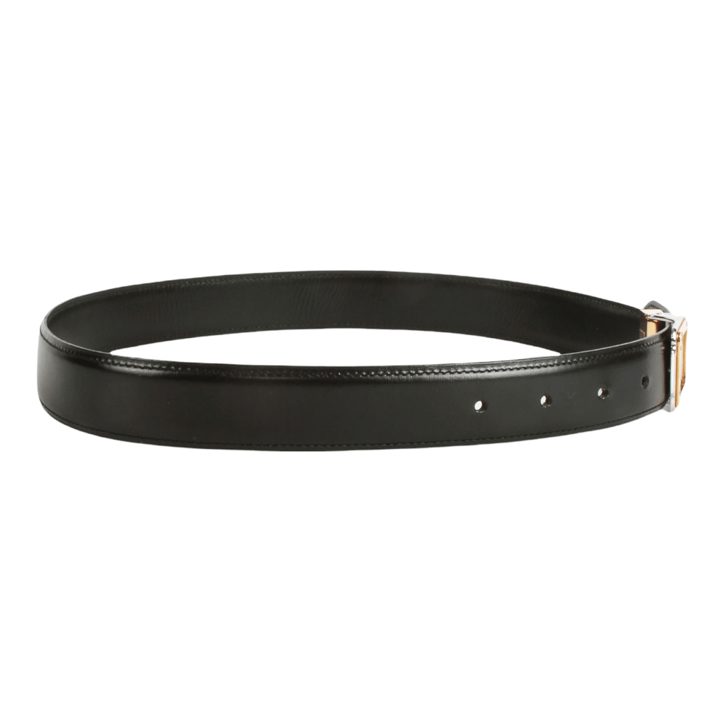 Authentic Cartier smooth Black leather Ladies Belt