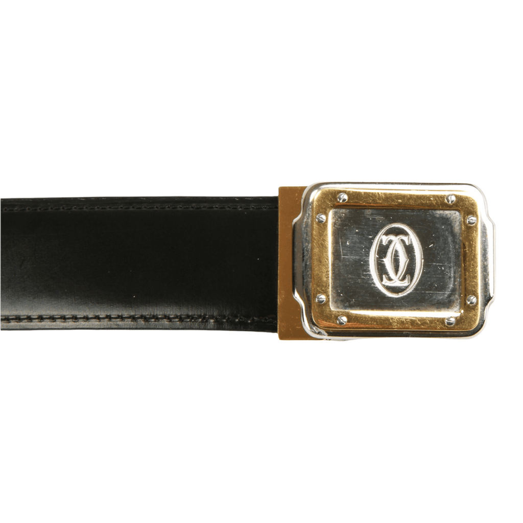 Authentic Cartier smooth Black leather Ladies Belt
