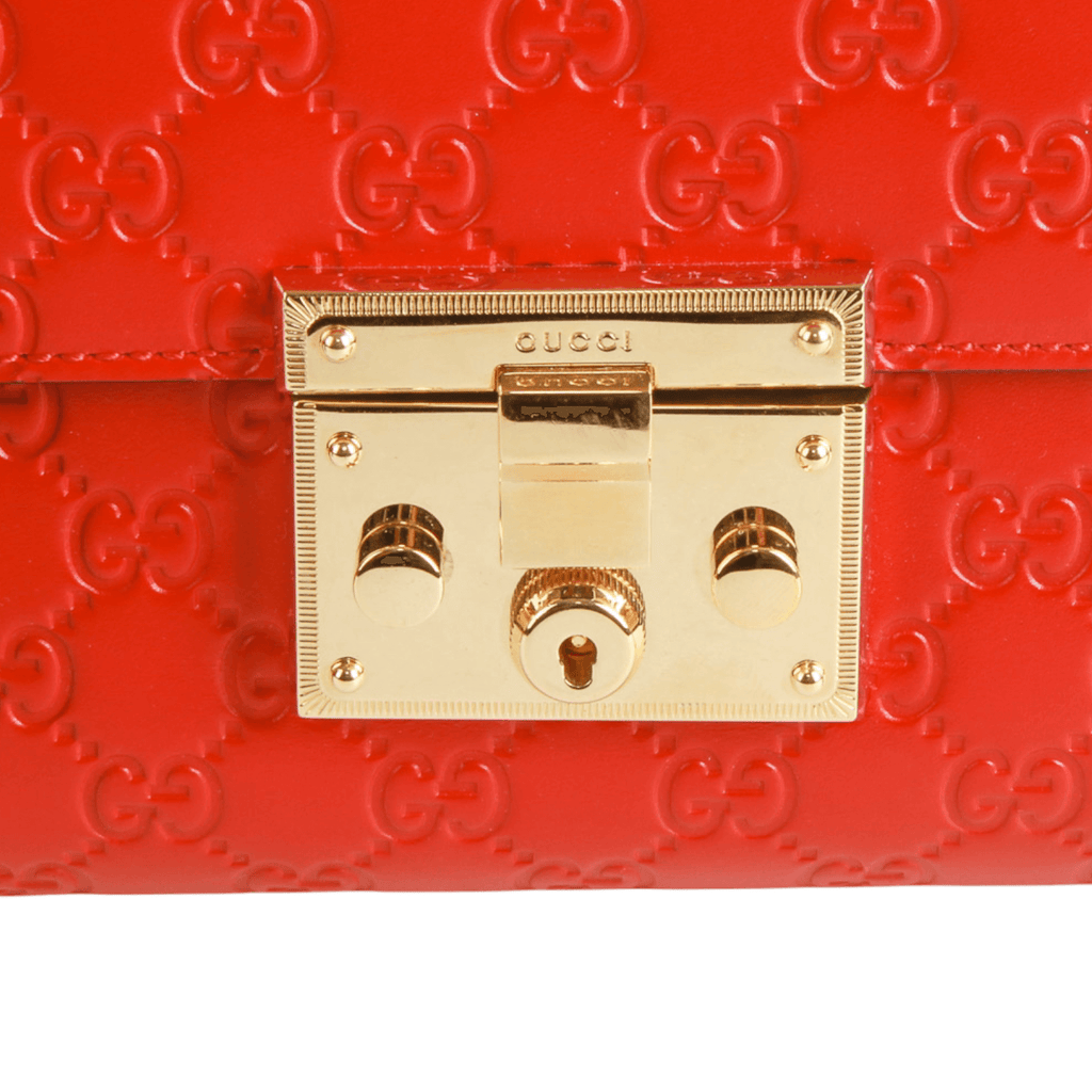 Authentic Gucci Medium Guccissima Padlock red Shoulder Bag